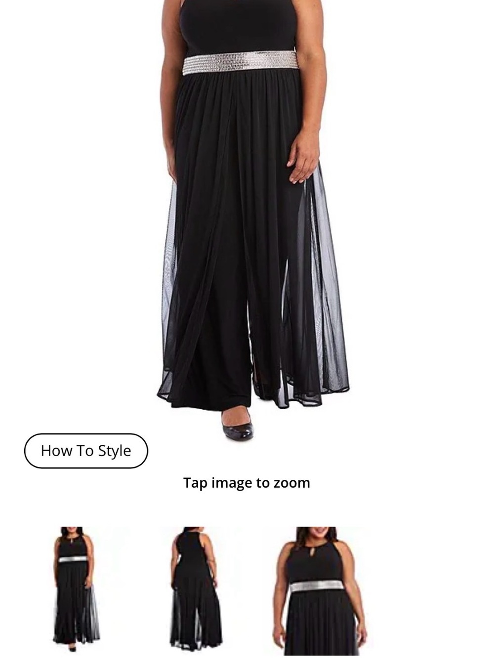R&M Richards Black Jumpsuit with Silver Waistband